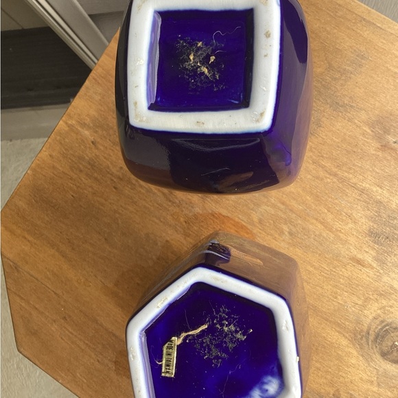 Pair of Vintage Nanco Cobalt Blue Japanese Pheasant Bird Vases - Picture 5 of 7